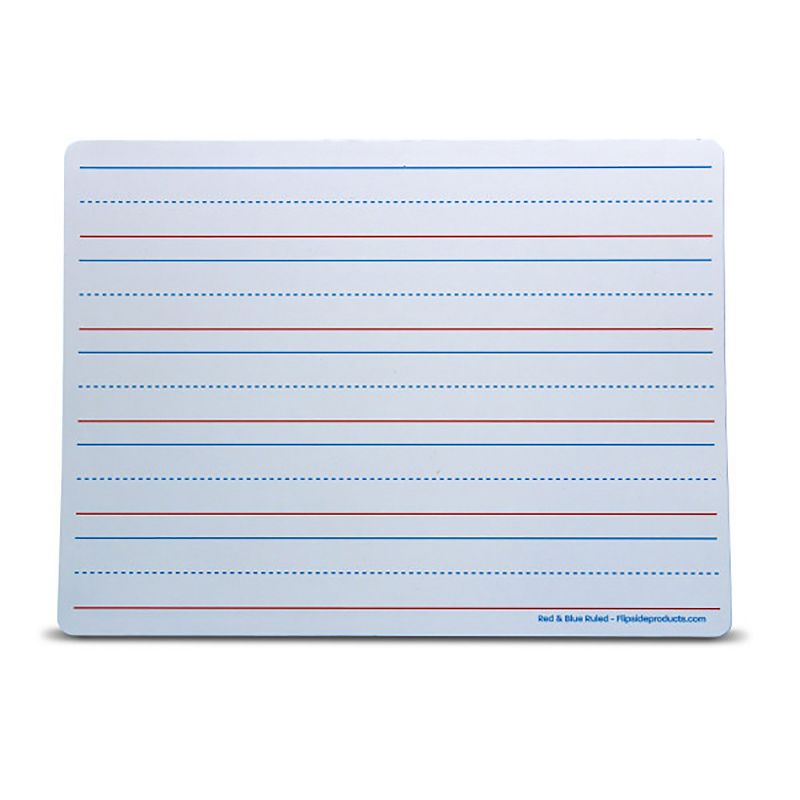 Flipside Products Dry Erase Learning Mat, Two-Sided Red & Blue Ruled/Plain, 9" x 12", Pack of 24, 2 of 4