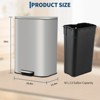 Kitchen Trash Can, Rectangular Stainless Steel Garbage Can with Removable Inner Bucket, Step-on Wastebin with Soft-Close Lid for Home Office - 3 of 4