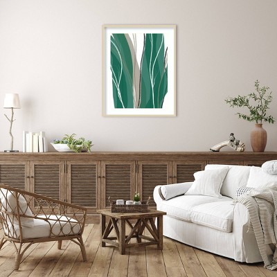 Sea Meadow IV Green and Beige Abstract Framed Wall Art