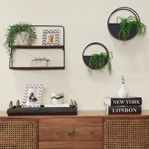 Maggift Planters Metal Round Wall Planters with Outdoor Indoor, Decorative Plant Pots for Living Room, Garden, Balcony, Home Decor, Black 16"*8"*16" - 1 of 4