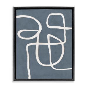 Stupell Industries Round White Squiggles Contemporary Abstract Design Black Floater Framed Canvas Wall Art - 1 of 4