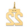 Black Bow Jewelry 14k Yellow Gold, Jersey Collection, Small Number 22 Pendant - 3 of 4