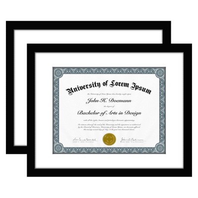 Americanflat Diploma Frame - 11x14 with 8.5x11 Mat for Diploma - Wood + Glass - 2 Pack