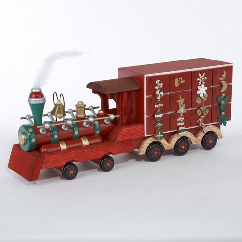Kurt S. Adler 18" Royal Red Wooden Train 24 Day Christmas Advent