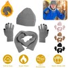 NPolar"Winter Knitted Beanie, Scarf & Touch Screen Gloves Set for Men & Women - Warm & Anti-Slip"Grey - image 2 of 4