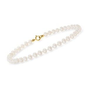 Pure Collection by Ross-Simons 4-4.5mm Cultured Pearl Bracelet With 14kt Yellow Gold - 1 of 4