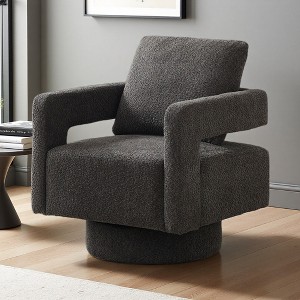 29.1" Boucle Swivel Accent Chair with Open Back and Removable Cushion - 1 of 4