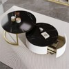 RISOKEYS Round Nesting Coffee Table -  Modern Round Coffee Table with Fluted Design and Drawer, for Living Room - 2 of 4