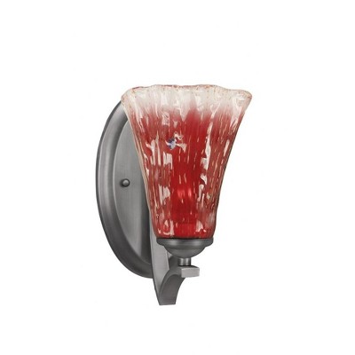 Toltec Lighting Zilo 1 - Light Sconce in  Graphite with 5.5" Fluted Raspberry Crystal Shade