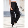 MISSKY Womens Parachute Cargo Pants with Pockets Drawstring Hiking Pants Lightweight Low Waist Baggy Joggers - 4 of 4