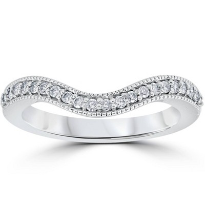 Pompeii3 1/5ct Curved Diamond Wedding Band 14K White Gold