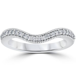 Pompeii3 1/5ct Curved Diamond Wedding Band 14K White Gold - 1 of 4