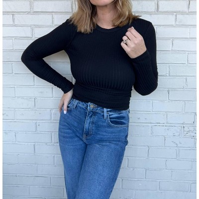 Women's Take It Easy Ribbed Long Sleeve Top - beige botany