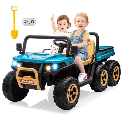 2 Seater Ride On Car for Kids w/Parent Remote Control, 24v Ride On Dump Truck with Shovel, Music Player, Kids Utv Ride On Truck