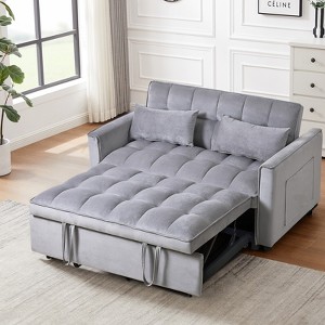 FONTOI 3 in 1 Pull out Sofa, Reversible Sleeper, Convertible Couch Bed with Adjustable Backrest Pillows&Pockets for Home, Gray, 52.75"*31.1"*33.46" - 1 of 4