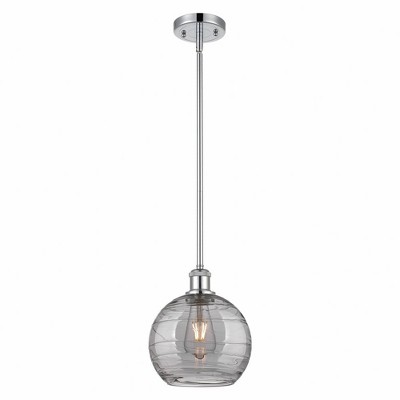 Athens Deco Swirl - 1 Light Stem Hung Mini Pendant In Industrial Style-10 Inches Tall and 8 Inches Wide
