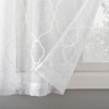 No. 918 Semi-Sheer Allerton Embroidered Trellis Curtain Valance and Tiers Set White - image 3 of 4