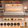 AMERLIFE Bed Frame with Drawers, LED, Bookcase Headboard, Charging, Shelves - 3 of 4