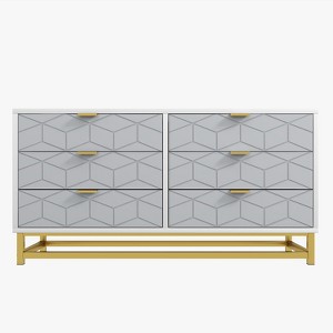 6-Drawer Dresser, Modern Wooden Bedroom Chest of Drawers With Storage Drawers, Farmhouse Style TV Stand for Living Room, Bedroom, Hallway - 1 of 4