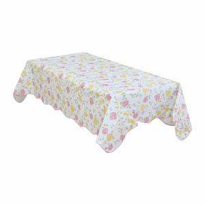 PiccoCasa Bi-color Rose Printed Vinyl Water Oil Resistant Rectangle Tablecloths Multicolored 41" x 60" - 1 of 4