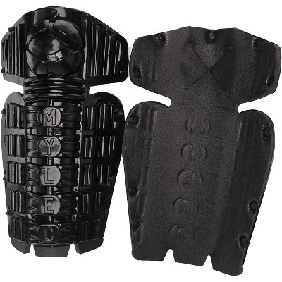 Mylec MK1 Youth Street Hockey Full Shin Pad, Lightweight 3/8” Foam, Breathable Mesh, Adj. Velcro Straps, Hard Front Shell – 1 Pair, Black, 11" Small