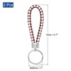 Unique Bargains Braided PU Leather Car Wallet Keychain with Stainless Steel Key Rings 2 Pcs - 2 of 3