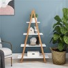 YONWAY Solid Bamboo Wood Oxford "A" Frame Ladder Display Bookshelf, Bookcase with Open Shelves for Living Room, Home, Office(White) - 2 of 4