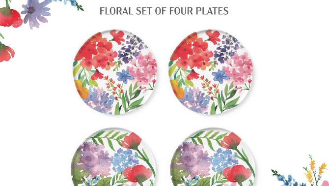 Set of 4 Nature&#39;s Table Floral Dinner Plates Appetizer - Rosanna, 2 of 5, play video