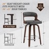 26" Counter Height Bar Stools, Mid Century Bar Stool with Solid Back, Barstools with Walnut Finish and Faux Leather Seat, 360-degree Swivel Bar Stools - 2 of 4