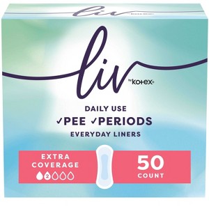 Liv by Kotex Period & Pee Daily Panty Liners - Regular Length - 50ct - 1 of 4