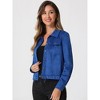 INSPIRE CHIC Women's Faux Suede Casual Spread Collar Button Up Biker Moto Jacket - 2 of 4