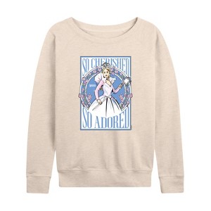 Women's - Wicked - Glinda So Cherished Lightweight French Terry Wide Neck Long Sleeve Graphic Shirt - 1 of 4