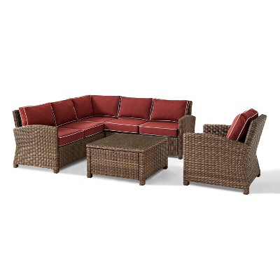 Bradenton 5pc Outdoor Wicker Sectional Set - Sangria - Crosley