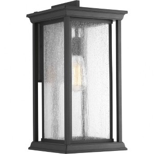 Progress Lighting Endicott 1-Light X-Large Wall Lantern, Porcelain, Textured Black, Linen Glass Shade - 1 of 4