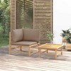 vidaXL Patio Lounge Set, 2-Piece, Bamboo Furniture, with Taupe Cushions - Includes a Corner Sofa and Coffee Table - Ideal for Outdoor Spaces - 2 of 4