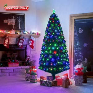 SUGIFT 6ft Pre-Lit Fiber Optic Artificial Christmas Tree,  Xmas Tree with Colorful 235 LED Lights and 230 Branch Tips - 1 of 4