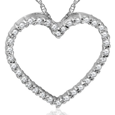 Pompeii3 10k White Gold 1/2ct Diamond Heart Pendant Necklace : Target