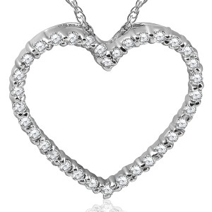 Pompeii3 10K White Gold 1/2ct Diamond Heart Pendant Necklace - 1 of 4