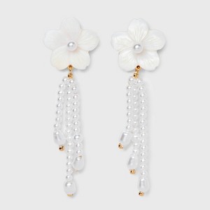 Shell Flower Earrings with Acrylic Pearl Tassel - Wild Fable™ White - 1 of 3