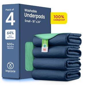 IMPROVIA® Washable Underpads 18”x24”, Heavy Absorbency Waterproof Incontinence Pads for Kids, Adults & Pets – Protects Bed, Couch, Sofa & Floor - 1 of 4
