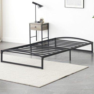 Twin Bed Frame Low Profile 6 Inch Heavy Duty Metal Platform, White - Sturdy Steel Slat Support, No Box Spring Needed, Easy Assembly