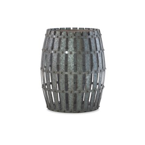 Barley Galvanized Cask Accent Table Wood/Metal - Powell Company, Silver