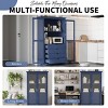 75" Kitchen Storage Cabinet with Glass Doors 4 Built-in Drawers Storage Pantry Display Cabinet for Living Room, Dining Room,Office-Tanpinhause - 4 of 4