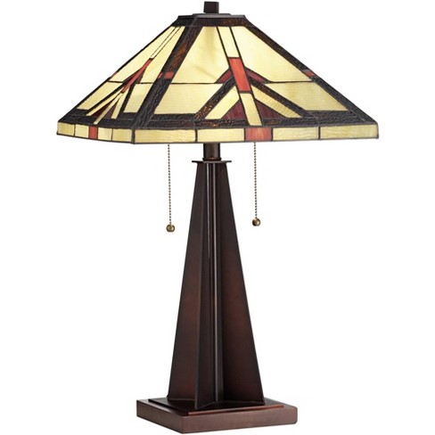 Franklin iron works tiffany style table lamp with nightlight bronze stained glass for living room family bedroom deals bedside