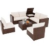 8-Piece Outdoor Waterproof Patio Conversation Set, Modular PE Rattan Sectional Sofa with Cushions & Hidden Storage, for Lawn, Porch, Pool, Backyard - 4 of 4