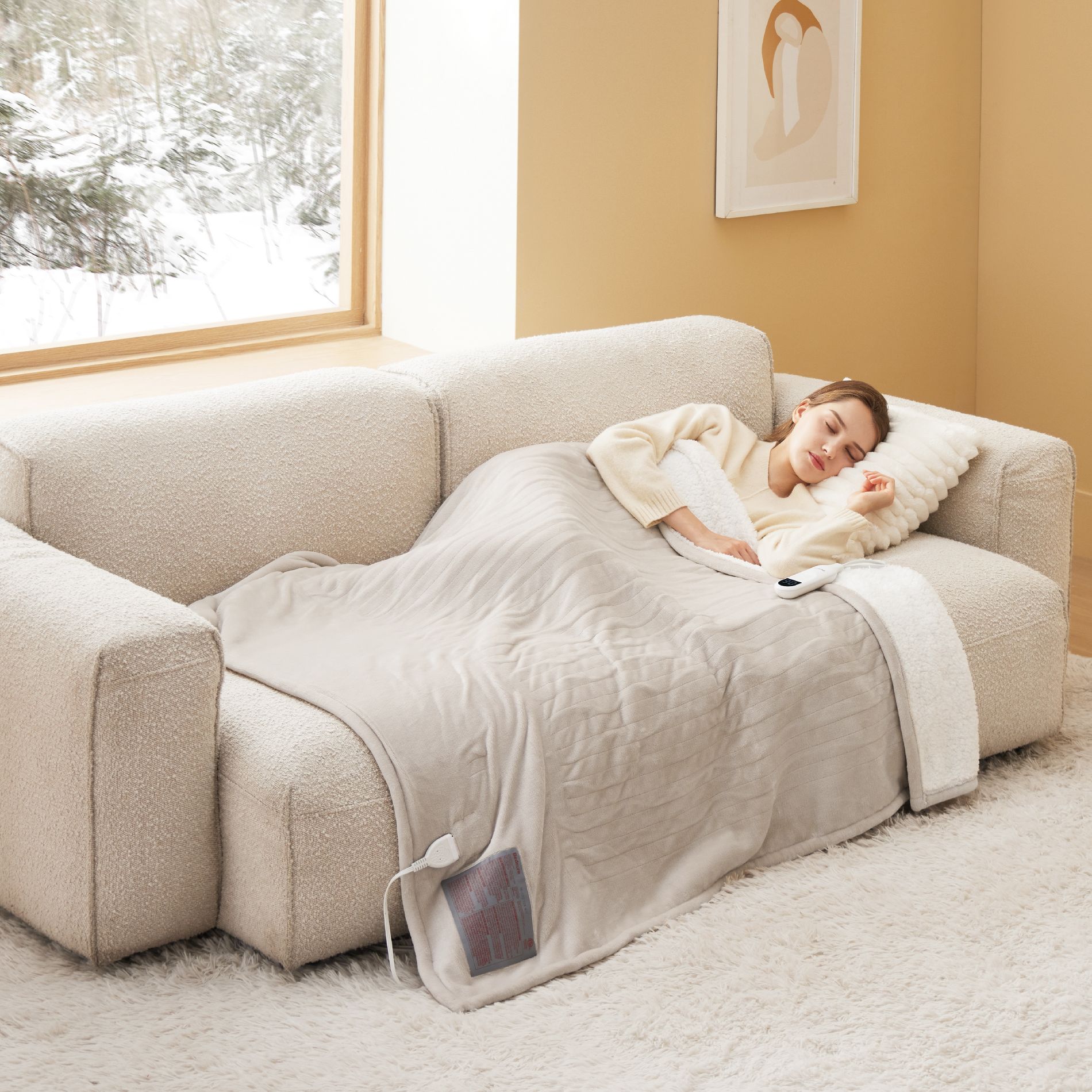 Bedsure Heated Blanket - Fast Heating Electric Blanket Soft Flannel Heated Throw Warm Gifts for Family