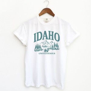 Simply Sage Market Women's Idaho Forest Scene Short Sleeve Garment Dyed Tee - 1 of 4