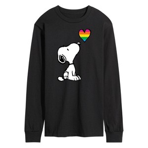 Men's - Peanuts - Snoopy Rainbow Heart Long Sleeve Graphic T-Shirt - 1 of 4