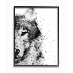 Stupell Industries Forest Wolf Wild Animal Watercolor Pop Black White - 1 of 4