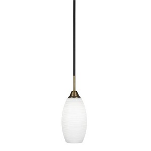 Toltec Lighting Paramount 1 - Light Pendant in  Matte Black/Brass with 5.5" White Matrix Shade - 1 of 1